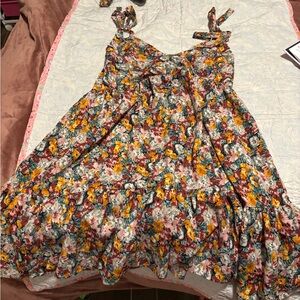 Floral Sleeveless Dress with Bow Straps